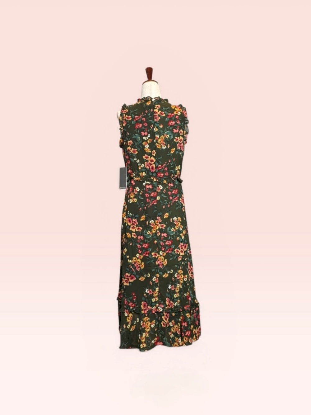 Julia Jordan Midi Dress Olive Multi Floral Size 2 (Video) - Picture 6 of 10